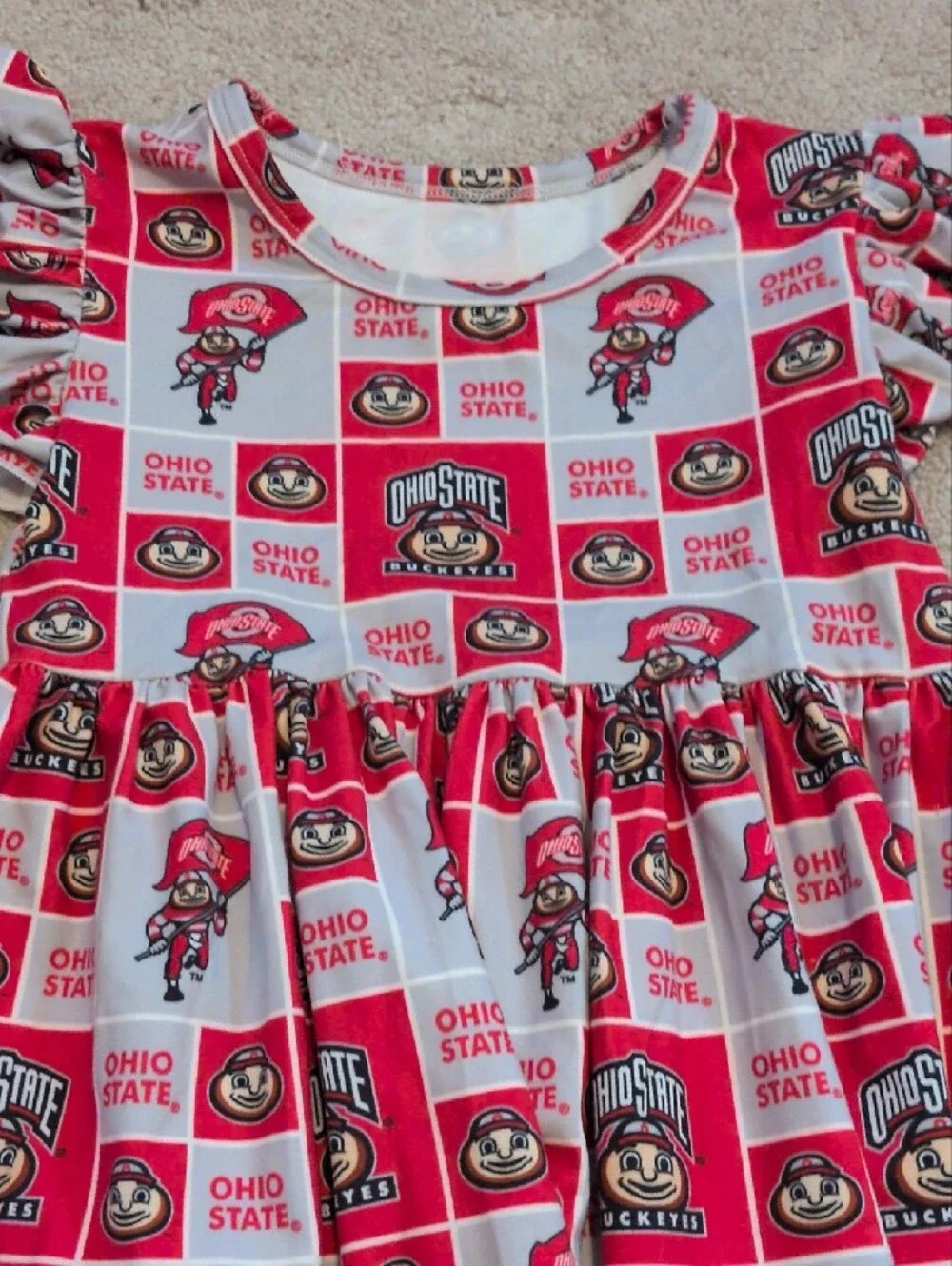 Girls' Ohio State Buckeyes Flutter-Sleeve Dress
